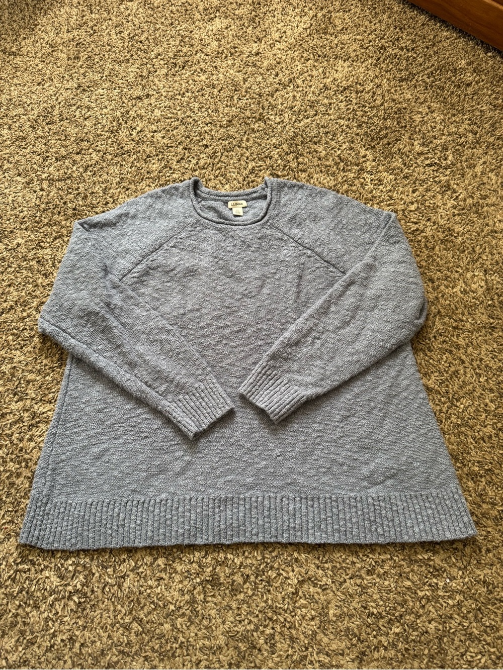 L.L. Bean Textured Light Blue Crewneck Sweater - Picture 1 of 2
